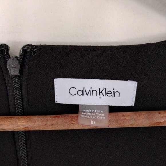 Calvin Klein Hi Low Ruffle Hem Sleeveless Midi Dress Size 10 Black Classic - Picture 4 of 9
